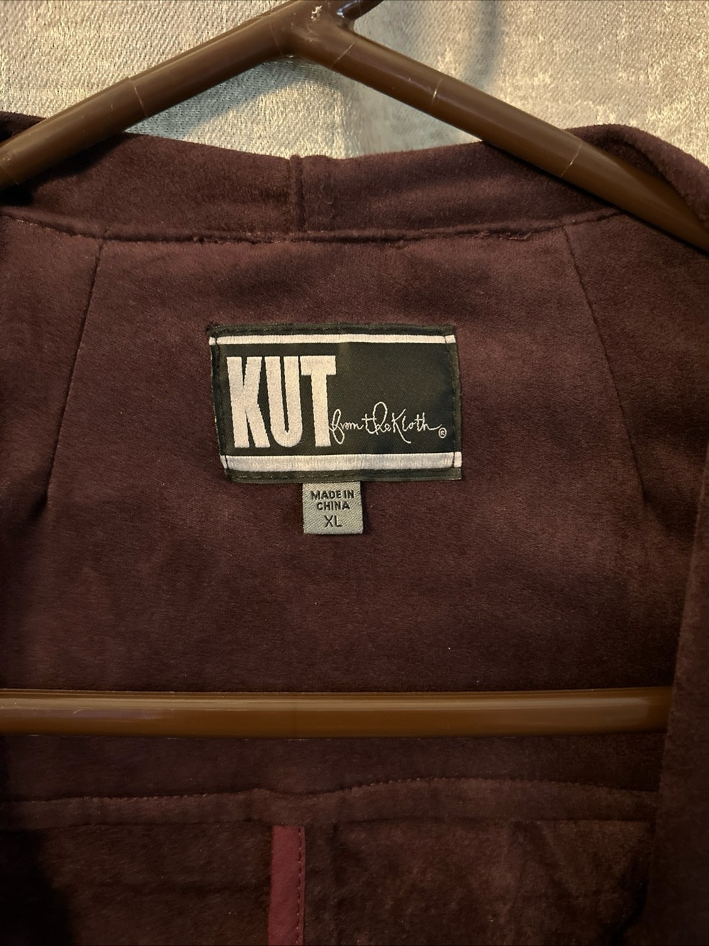 Kut From The Kloth NWT Womens XL Faux Suede Drape Front Jacket Burgundy - Picture 6 of 6